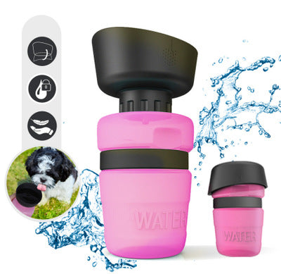 Drinkfles voor honden in roze